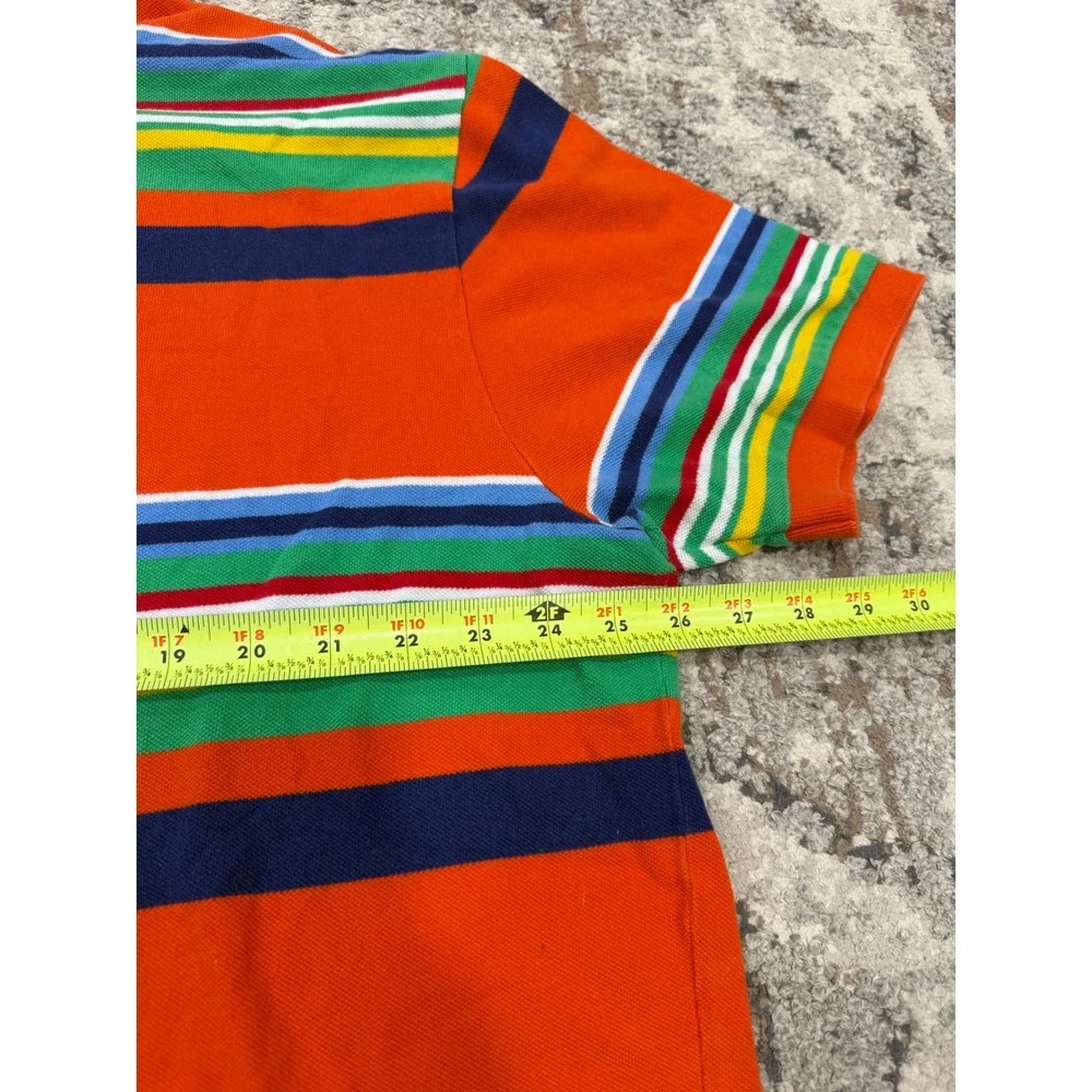 Polo Ralph Lauren Mens XXL Orange Multi Color Striped Short Sleeve Polo Shirt